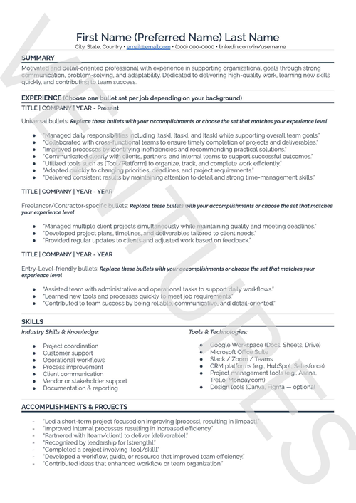Contractor Resume Template