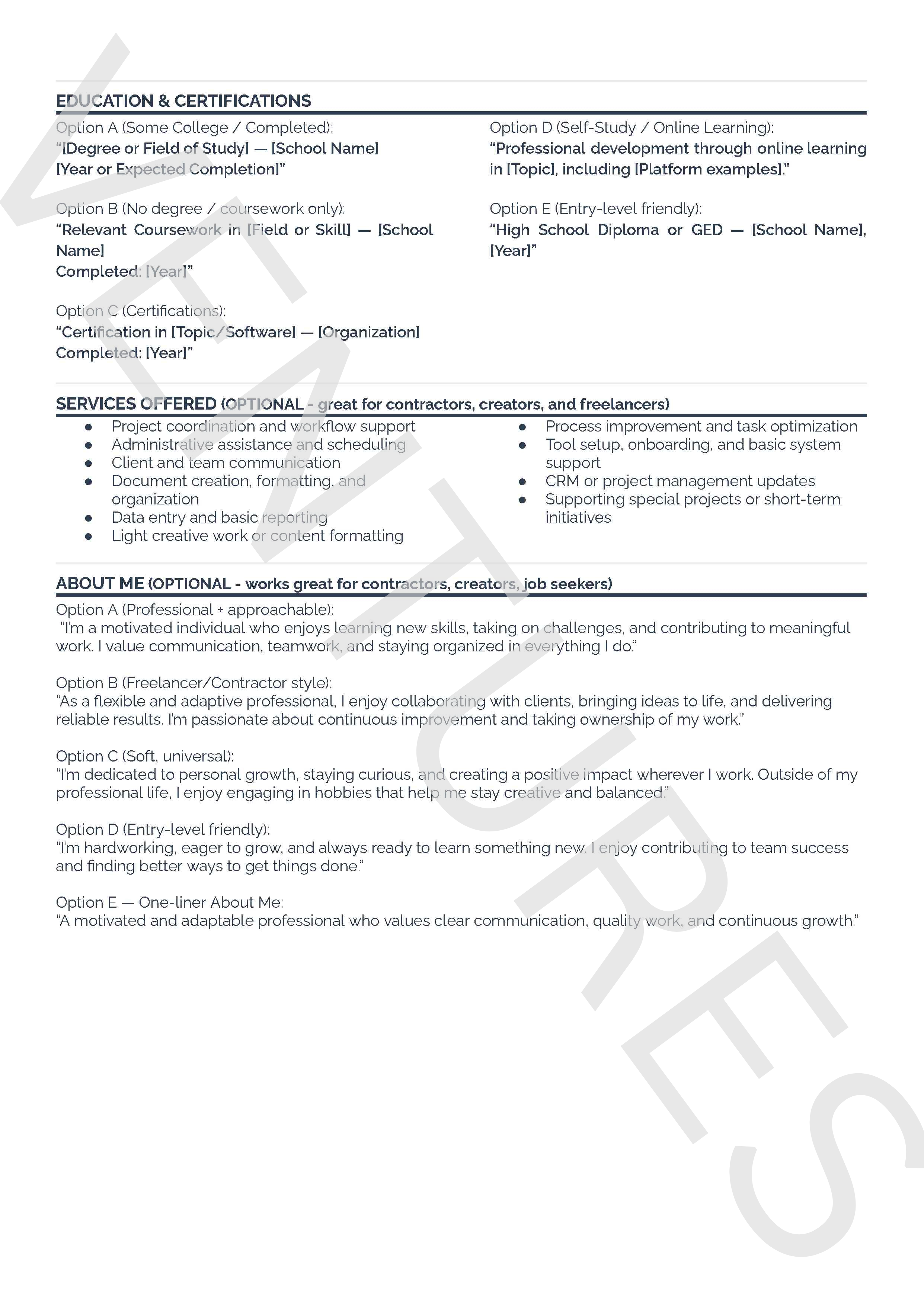 Contractor Resume Template
