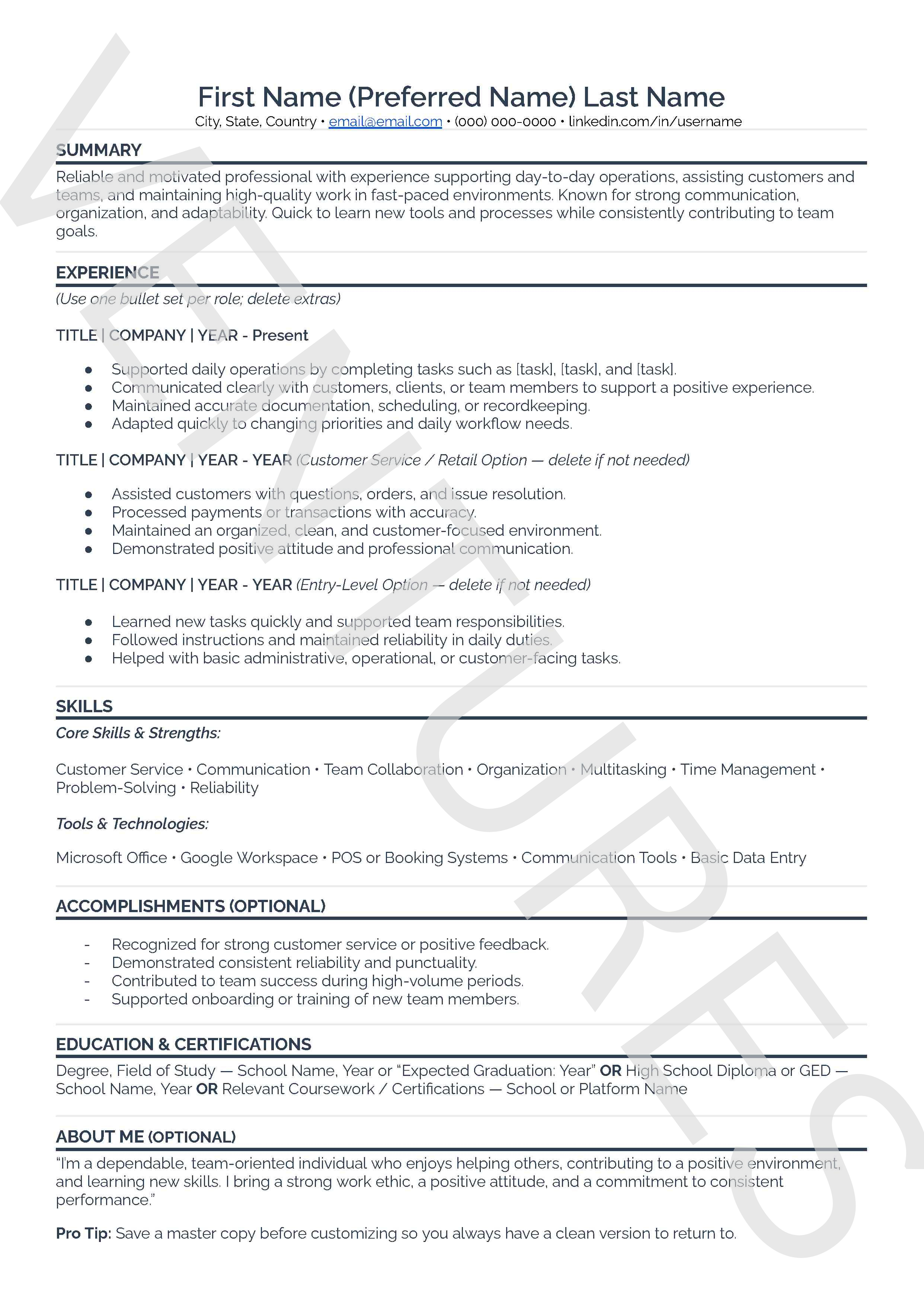 General Resume Template