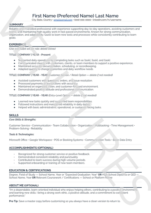 General Resume Template